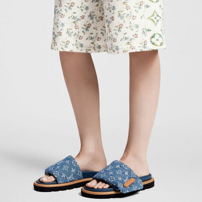 Pool Pillow Flat Comfort Mule Blue Denim