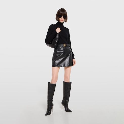 Women's Double G Buckle Leather Belt
