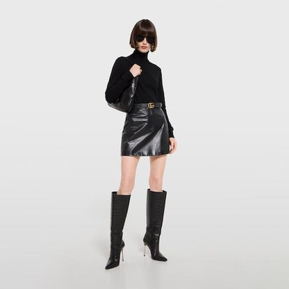Women's Double G Buckle Leather Belt