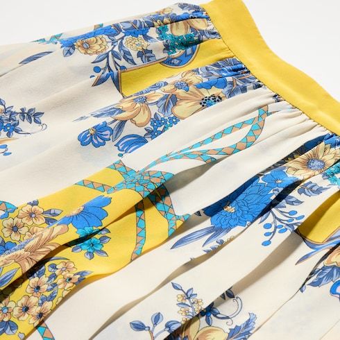 Women's Printed Silk Pleated Midi Skirt