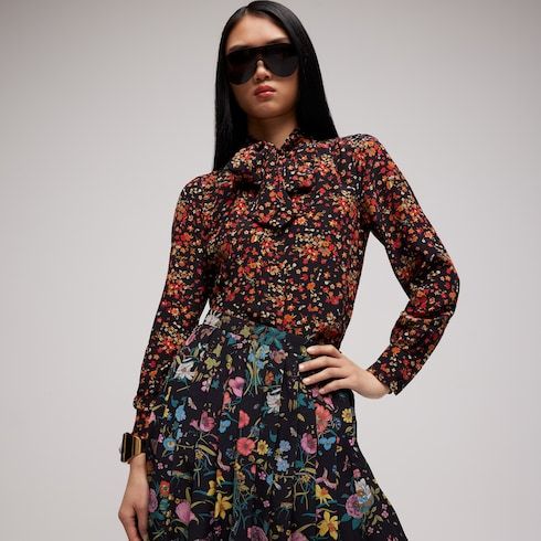 Women's Printed Silk Shirt