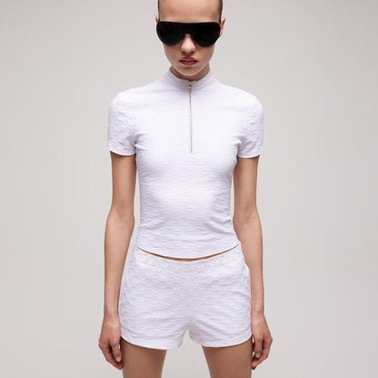 Women's Jacquard Jersey Half-Zip T-Shirt