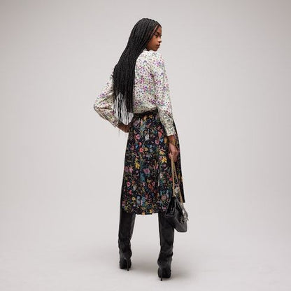 Women's Printed Silk Shirt with Bow