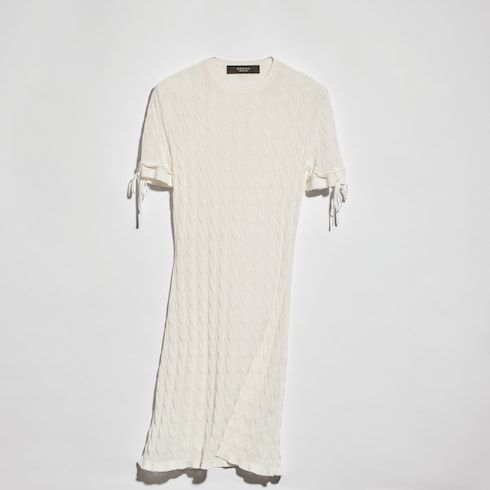 Women's Braided Cotton Blend Dress with Lace