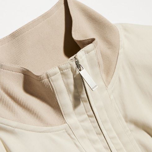 Women's Silk Poplin Zip Jacket with Voluminous Shoulders
