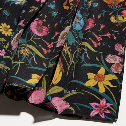 Women's Printed Silk Pleated Midi Skirt