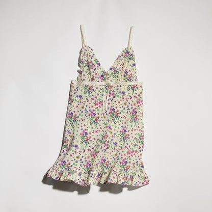 Women's Printed Silk Dress with Rouche