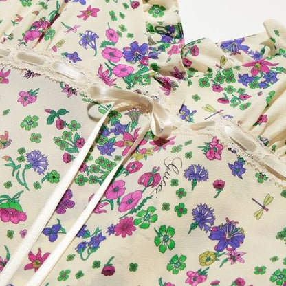 Women's Printed Silk Dress with Rouche