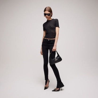 Women's Devoré Cotton Knit Crewneck T-Shirt