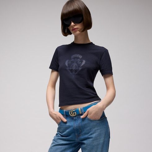Women's Reversible Double G Buckle Canvas Belt