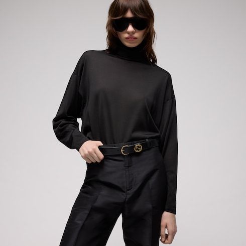 Women's Round Buckle Leather Belt