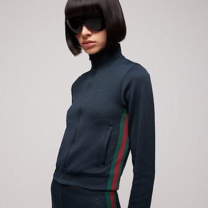 Women's Rib Cotton Jersey Zip Sweatshirt
