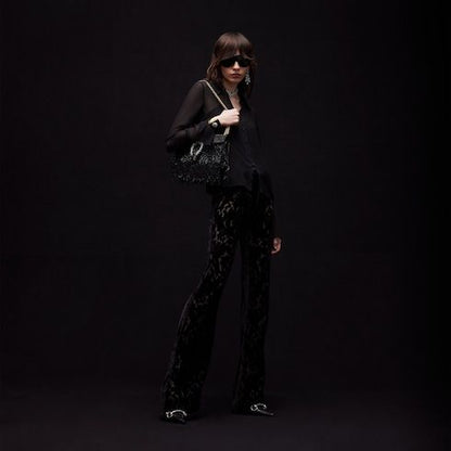 Women's Floral Devoré Velour Pants