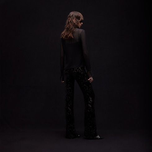 Women's Floral Devoré Velour Pants