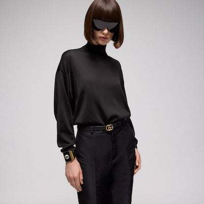 Women's Thin Double G Buckle Leather Belt
