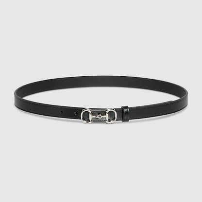 Women's Thin Horsebit Buckle Leather Belt