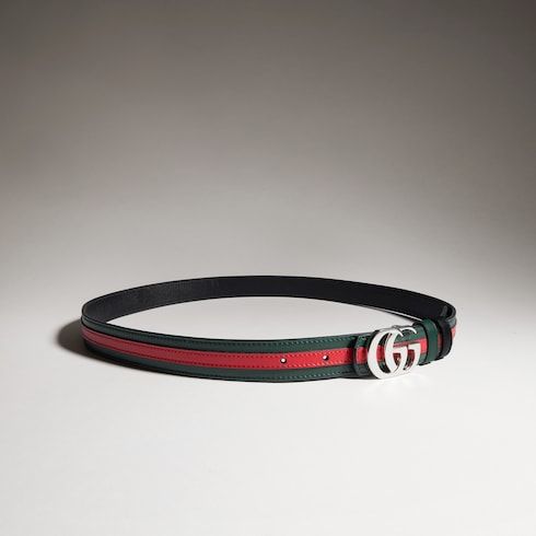 Women's Thin Reversible Double G Buckle Leather Belt