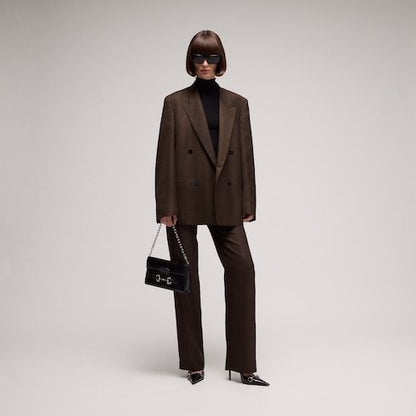 Women's Gingham Polyester Wool Pants