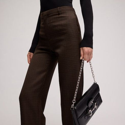 Women's Gingham Polyester Wool Pants
