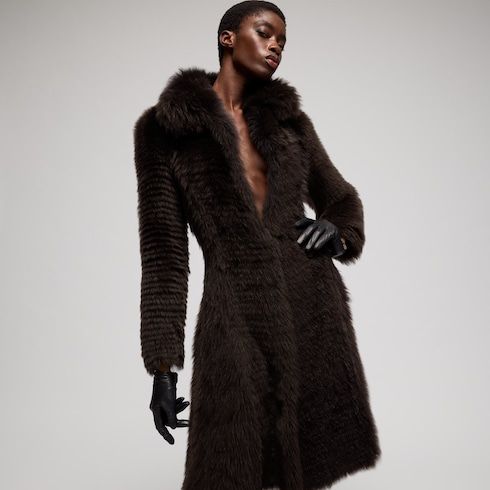 Women's Long Hair Shearling Coat