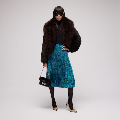 Women's Printed Silk Crêpe Midi Skirt