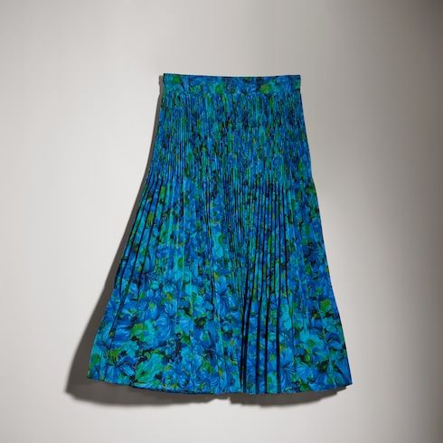 Women's Printed Silk Crêpe Midi Skirt