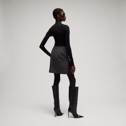 Women's Checked Fine Wool Mini Skirt