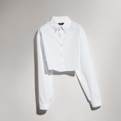 Women's Cropped Cotton Poplin Shirt