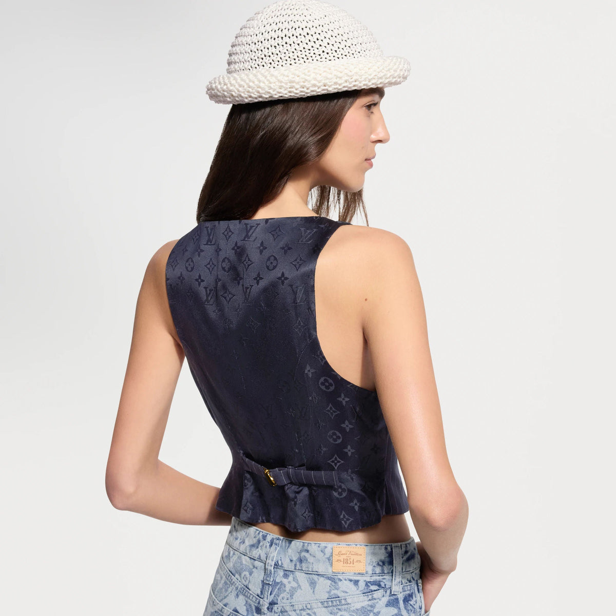 Women's Asymmetrical Bib Pinstriped Top