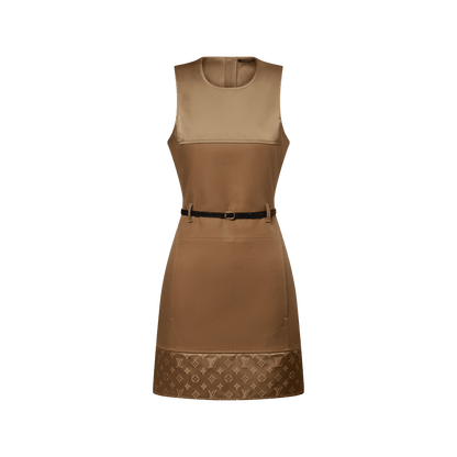 Women's Bi-Material Belted Dress
