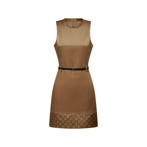 Women's Bi-Material Belted Dress