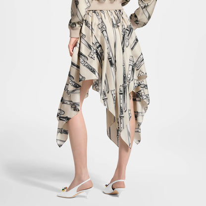 Women's Buckle Up Handkerchief Silk Skirt