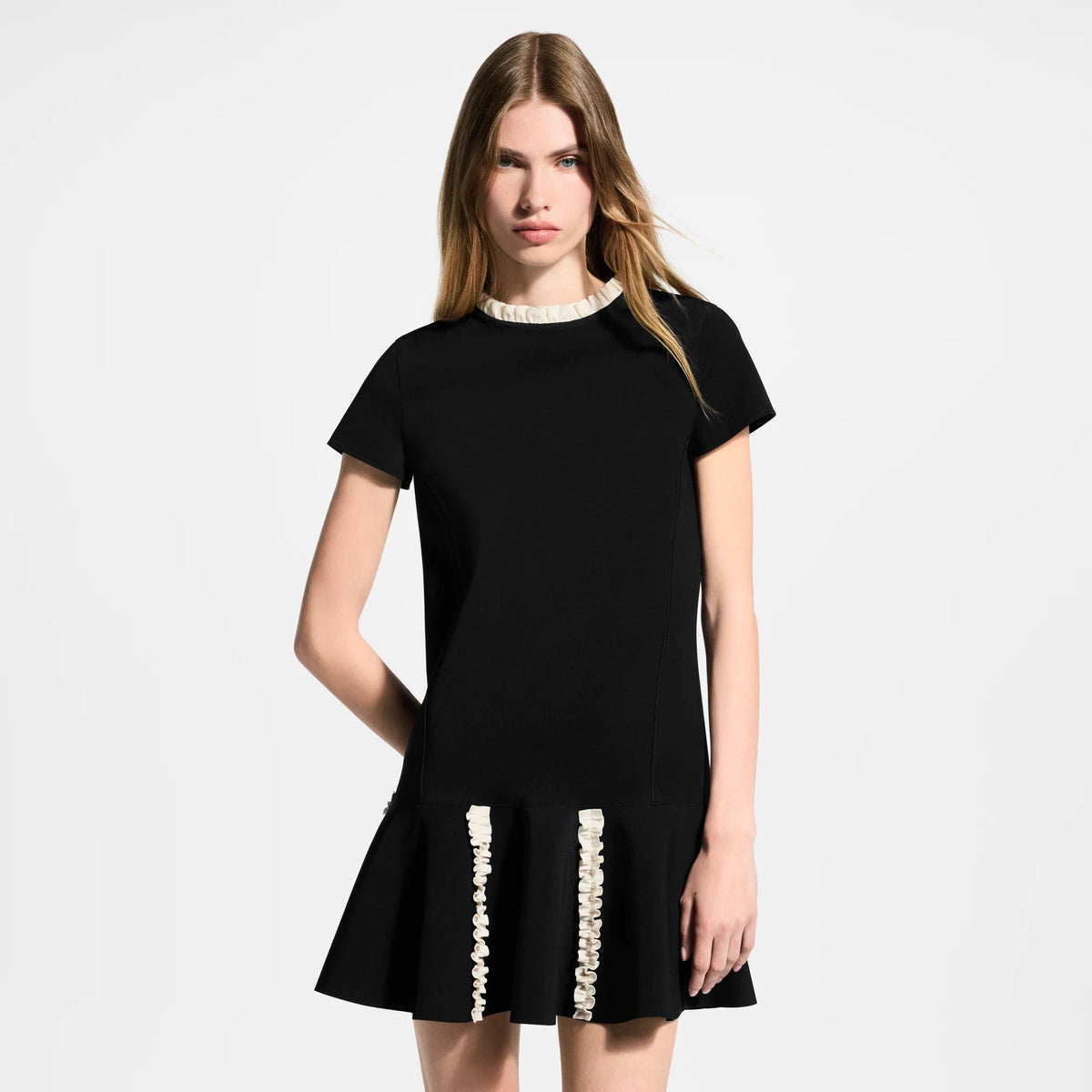 Women's Contrast Ruffle Trim Dress