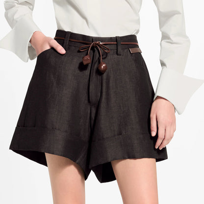 Women's Cord Belt Tailored Shorts