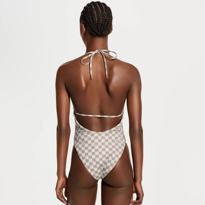 Women's Damier V-Neck Swimsuit