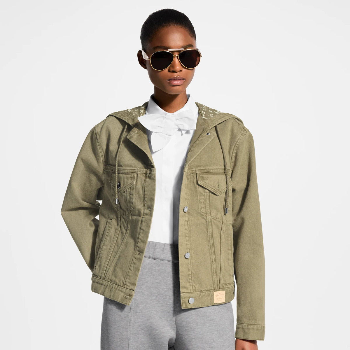 Women's Monogram Accent Hooded Denim Jacket