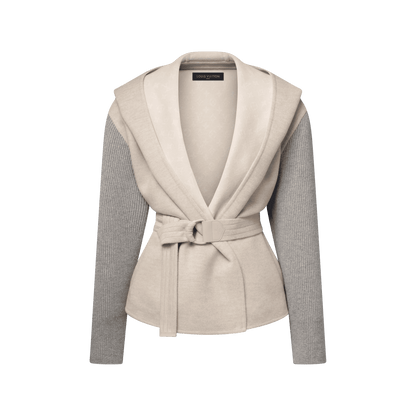 Women's Knit Sleeve Hooded Wrap Coat