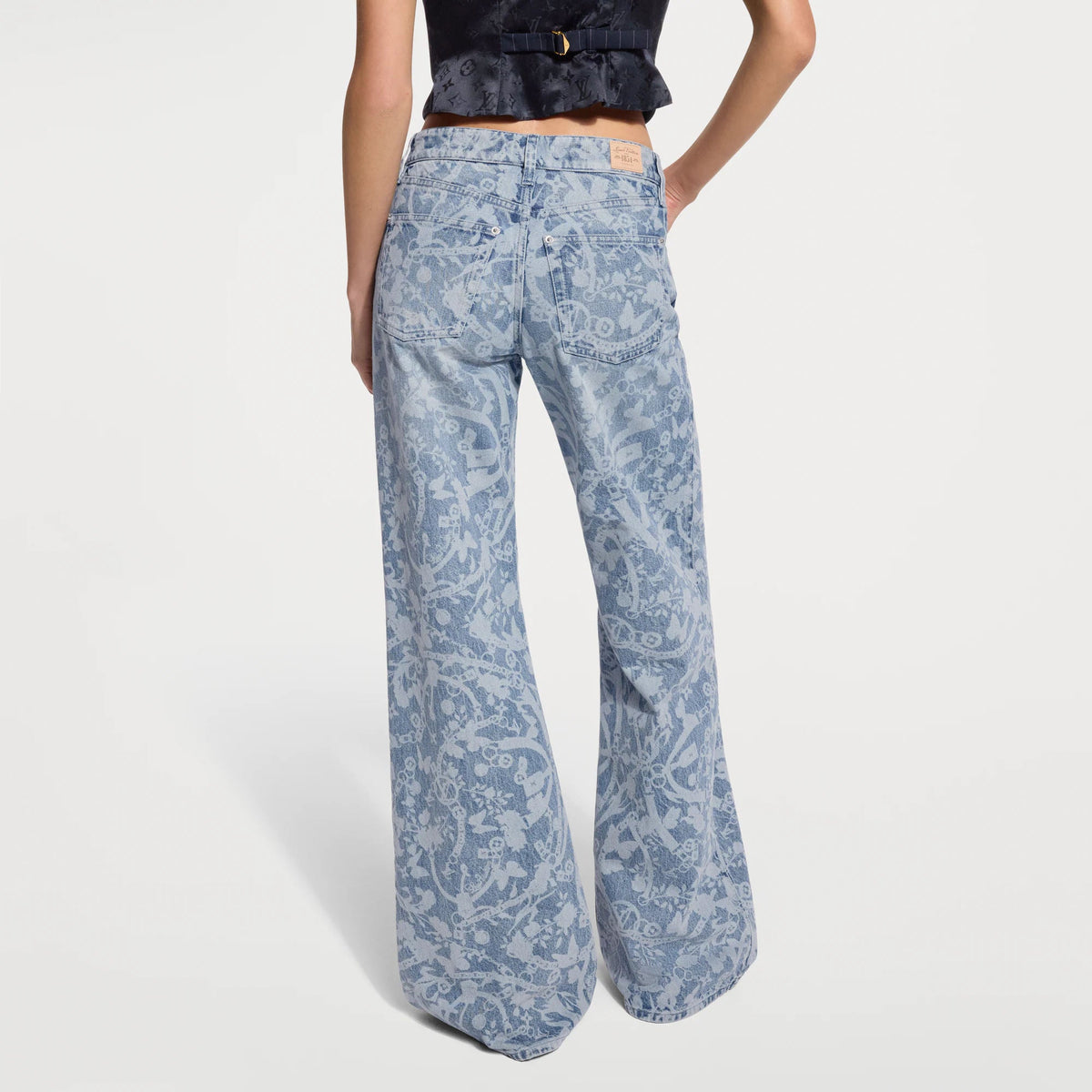 Women's Floral Laser Print Flared Jeans