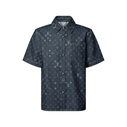 Men's Monogram Denim Short-Sleeved Shirt