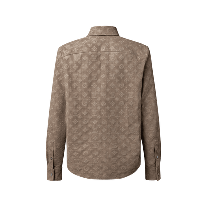 Men's Monogram Embroidered Leather Overshirt