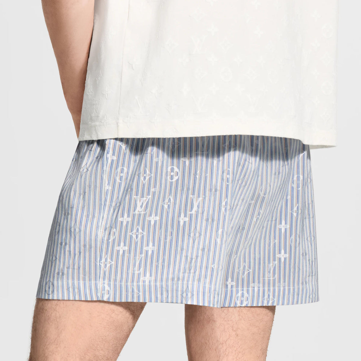 Men's Monogram Striped Silk Boxer Shorts