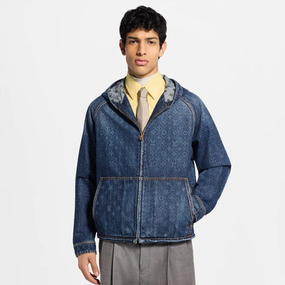 Men's Monogram Washed Denim Hooded Blouson