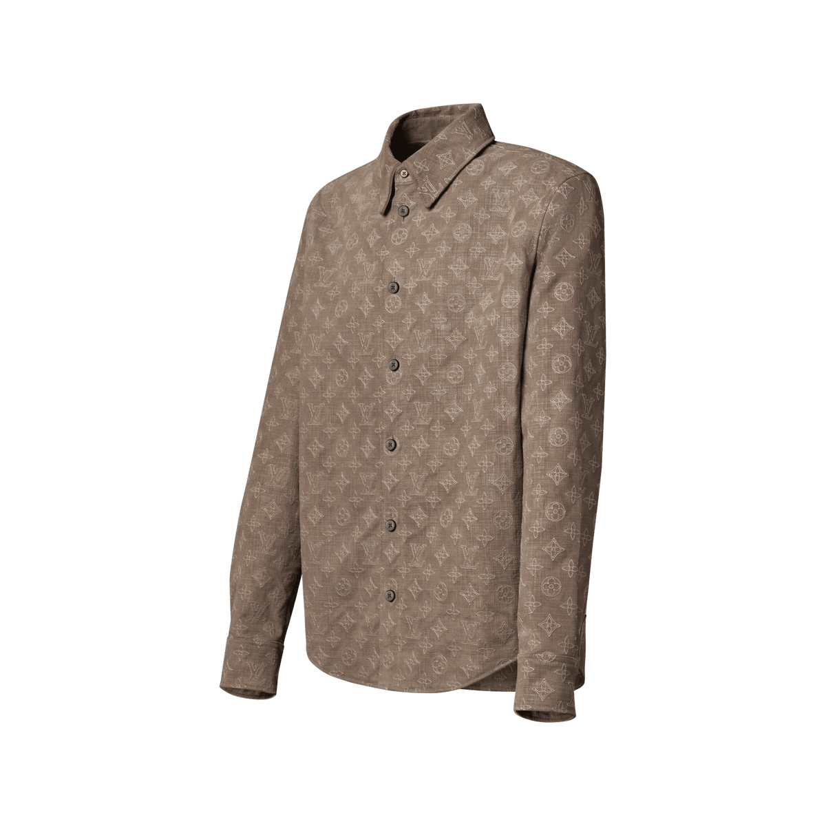 Men's Monogram Embroidered Leather Overshirt