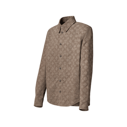 Men's Monogram Embroidered Leather Overshirt