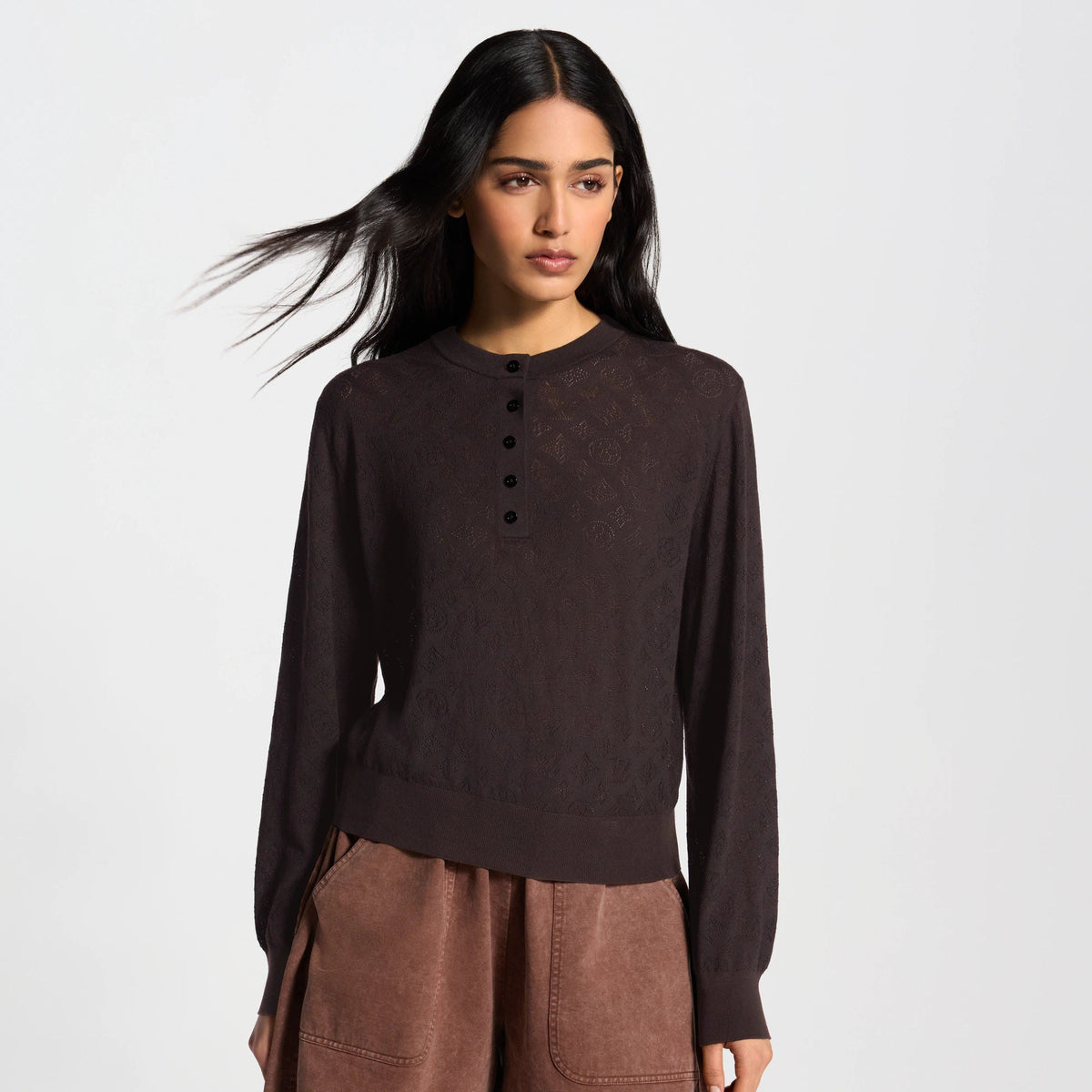 Women's Openwork Mahina Henley Pullover