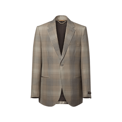 Men's Relaxed Wool Checked Single-Breasted Jacket