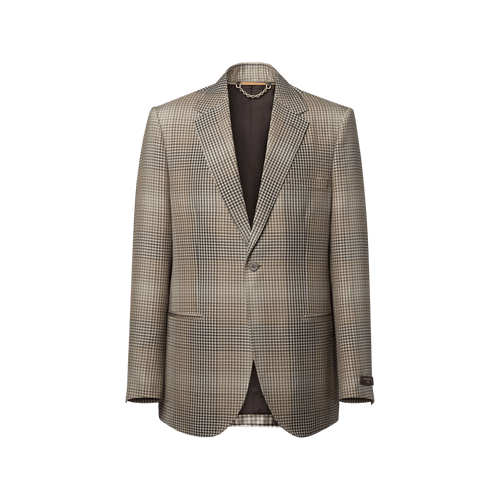 Men's Relaxed Wool Checked Single-Breasted Jacket