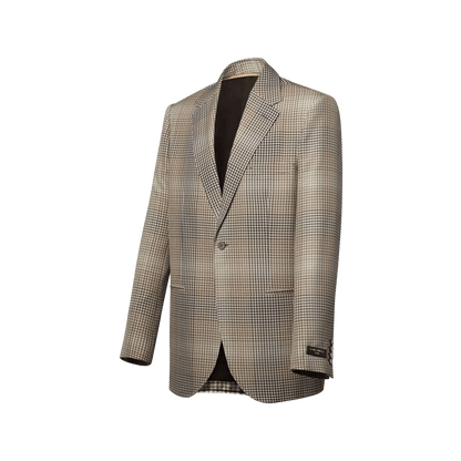 Men's Relaxed Wool Checked Single-Breasted Jacket