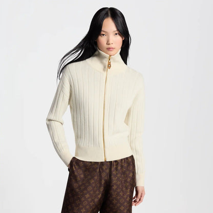 Women's Ribbed-Knit Zip-Up Cardigan