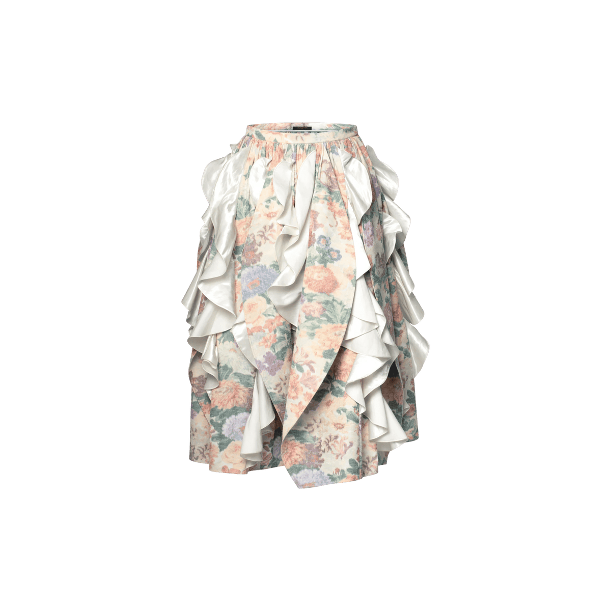 Women's Ruffle Insert Floral Canvas Skirt